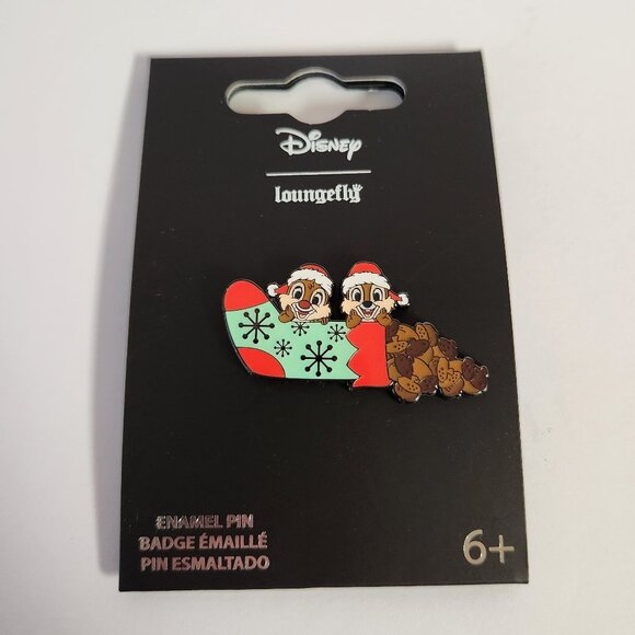 Loungefly Disney Chip N Dale Pin Christmas Stocking Acorns Enamel Pin 2025 New - Picture 4 of 5